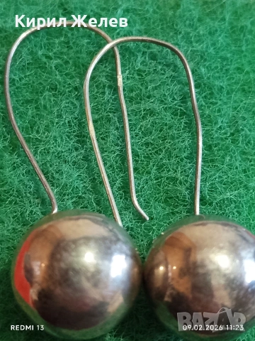 Класически ретро модел сребърни обеци тип Топче майсторска изработка 53677, снимка 2 - Обеци - 53411425