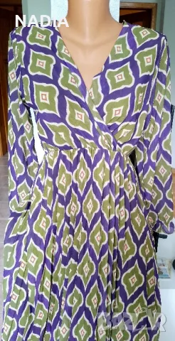 Рокля зелено с лилаво, снимка 2 - Рокли - 50370316