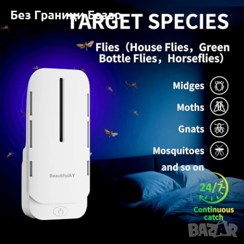 Нови 2 броя Електрически уред срещу летящи насекоми – тиха UV лампа, снимка 7 - Други стоки за дома - 50467659