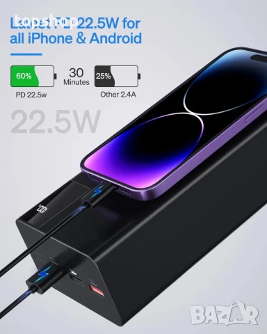 НОВА зарядна батерия 50000mAh / 185Wh / 22.5W Power Bank / пауър банк / външна батерия с фенерче..., снимка 3 - Друга електроника - 50577314