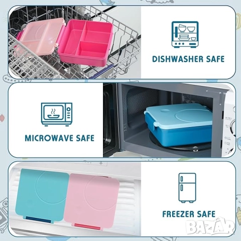 Кутия за обяд, храна, с термос контейнер 4 отделения за училище работа, снимка 8 - Кутии за храна - 52126862