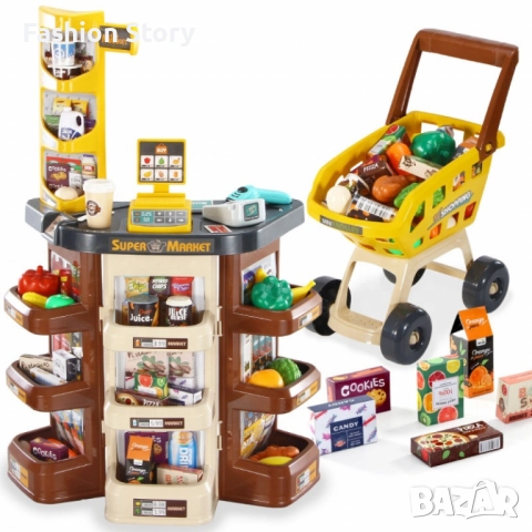 "Моят първи супермаркет" - Образователна детска играчка за ролеви игри и пазаруване с 47 части