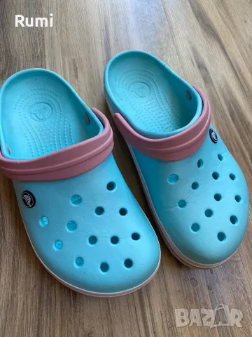 Оригинални светло сини чехли Crocs ! 37-38 н, снимка 3 - Чехли - 46828430