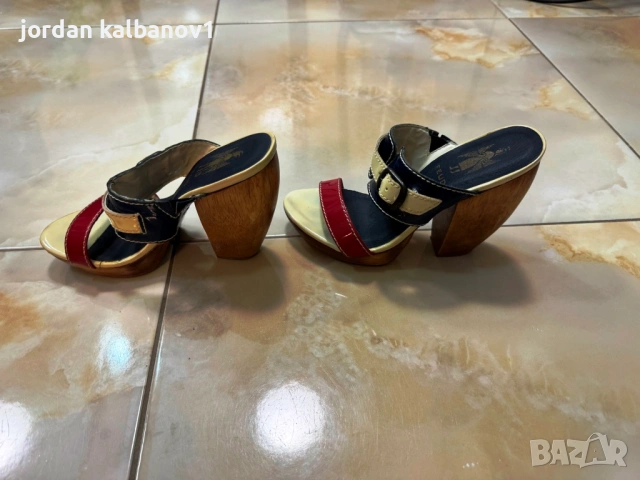 Подарявам - дамски лачени чехли с висок ток Feud номер - 36 стелка - 23см. ток - 10см., снимка 2 - Чехли - 53806268