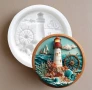 Морска кула морски фар море кръгъл силиконов молд форма фондан гипс декор, снимка 1