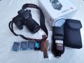 Canon 90D EFS 18-135 плюс светкавица Godox V860 III C kit, снимка 1 - Фотоапарати - 46059146