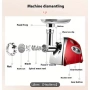 Електрическа месомелачка, 2800W, червена, капацитет 80 кг/час, с пълнеж за колбаси, снимка 3