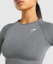 Gymshark Vital Seamless 2.0 Long Sleeve Crop Top - дамско фитнес боди КАТО НОВО С , снимка 1