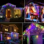 Коледни Лампи Тип Завеса 12метра Светеща Част+1м Захранващ Кабел Интериор/ Екстериор Контролер с 8 р, снимка 4