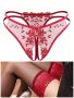 Сет червена еротична прашка и силиконови чорапи с червена дантела , снимка 1 - Бельо - 45222220