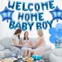 Декорации за момченце "WELCOME HOME BABY BOY" - 38 броя сини фолийни балони със звезди, снимка 6
