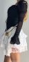 Черна рокля с Бяла дантела с дълъг ръкав официална къса , снимка 4
