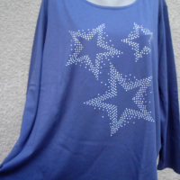 4XL Нова синя блуза със звезди от капси , снимка 5 - Блузи с дълъг ръкав и пуловери - 45027972