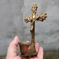 Стар кръст свещник , снимка 3 - Антикварни и старинни предмети - 45301025