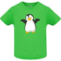 Нова бебешка тениска в зелен цвят с Пингвин, снимка 1 - Бебешки блузки - 45670986
