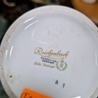 Рядка уникална антикварна колекционерска порцеланова немска ваза кобалт с позлата Reichenbach, снимка 5 - Вази - 45713468