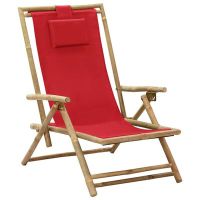 vidaXL Наклоняем стол за релакс, червен, бамбук и текстил（SKU:313026, снимка 1 - Столове - 45507900