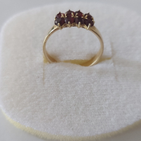 Златен пръстен с естествени гранати, снимка 3 - Пръстени - 44972876