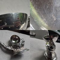 Стара антикварна сребърна цедка за чай с дракон - маркировки, снимка 7 - Антикварни и старинни предмети - 45734060