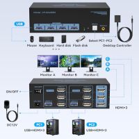 Нов KVM Switch 4K 60Hz 3 HDMI монитора 2 компютъра USB 3.0 - 5Gbps, снимка 2 - Друга електроника - 45511273
