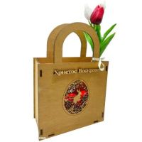 Великденска чантичка с декорация "зайче", снимка 1 - Сувенири от дърво - 45236167