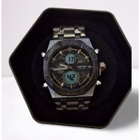 Мъжки Водоустойчив луксозен метален часовник, Кварцов Механизъм, снимка 2 - Мъжки - 45141681