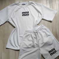 дамски памучни екипи тениска и къси панталонки Miu Miu , снимка 6 - Спортни екипи - 45891787