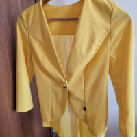 Дамско официално пролетно сако от шифон - жълт цвят, снимка 3 - Сака - 44953773