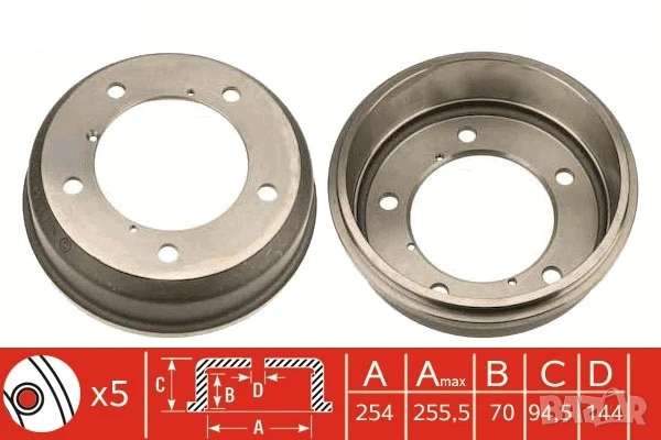 Барабан спирачен заден за RENAULT MASTER I 2.0-2.5D 07.80-07.98г.№ S70412, снимка 1