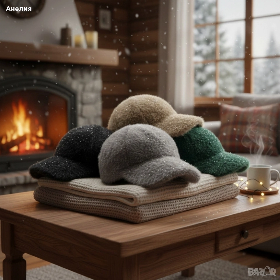 Топла дамска шапка с козирка, снимка 1