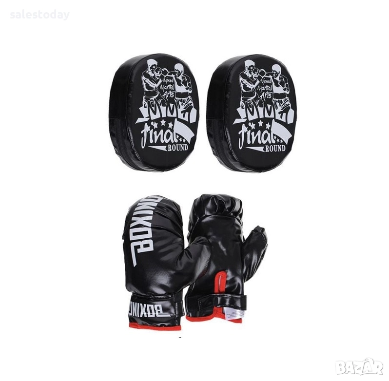 Боксови ръкавици с тренировъчни възглавнички в комплект, снимка 1