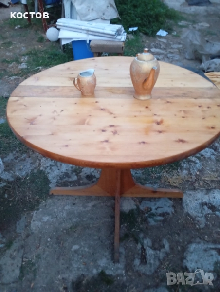 Кръгла дървена маса сгъваема , снимка 1