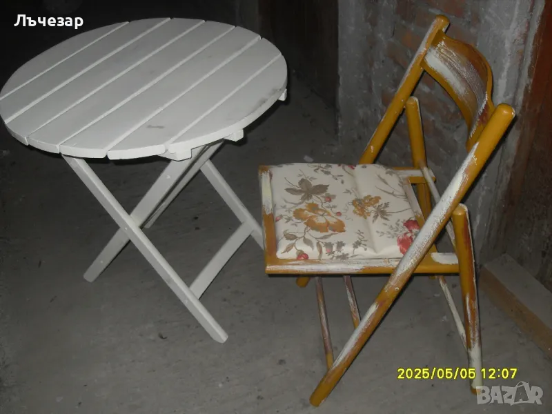 Продавам  сгъваем градински комплект маса и два стола, снимка 1