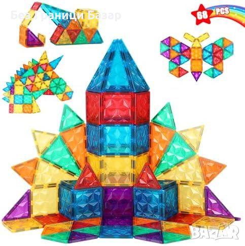 Нови Магнитни блокчета за конструиране - 68 части за деца играчка подарък, снимка 1