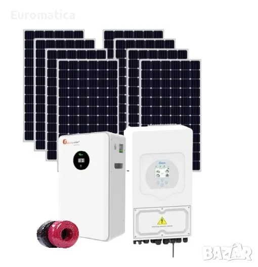 Автономна соларна система 7 kW + инвертор Deye 6 kw + 5.12 kwh литиева батерия - Монофазна, снимка 1