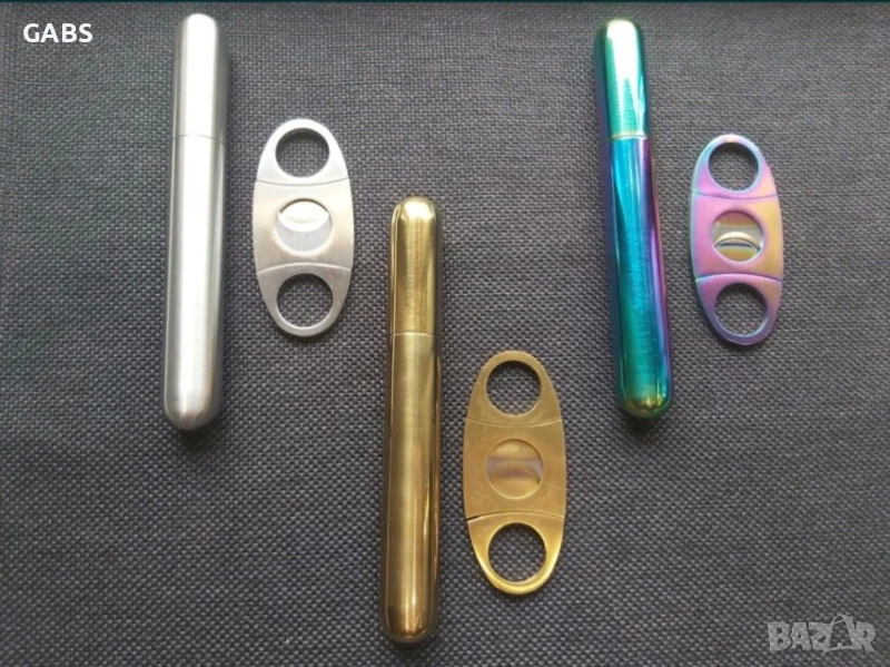 Комплект тубус и резачка за пури 3 цвята, снимка 1