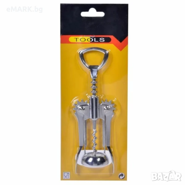 Метален тирбушон с хромирано покритие от неръждаема стомана - дължина 17 см, снимка 1