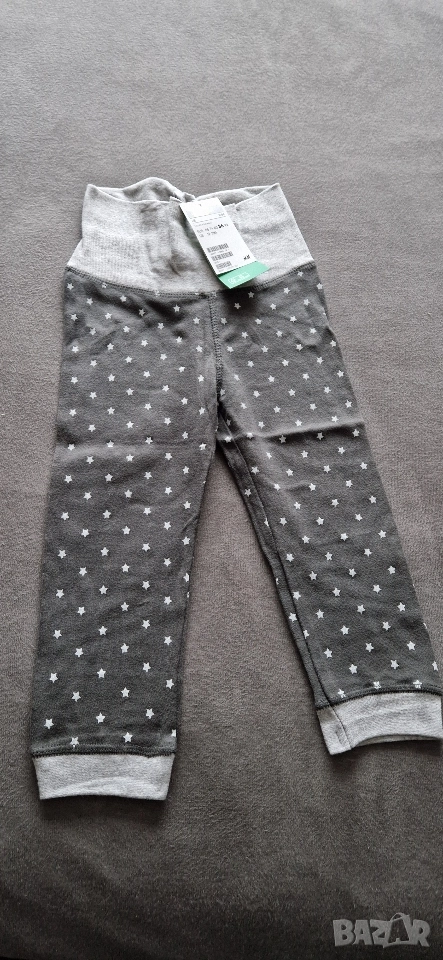 12-18м 86см Панталон тип клин, сиво, висока талия, памук, ново, с етикет, снимка 1