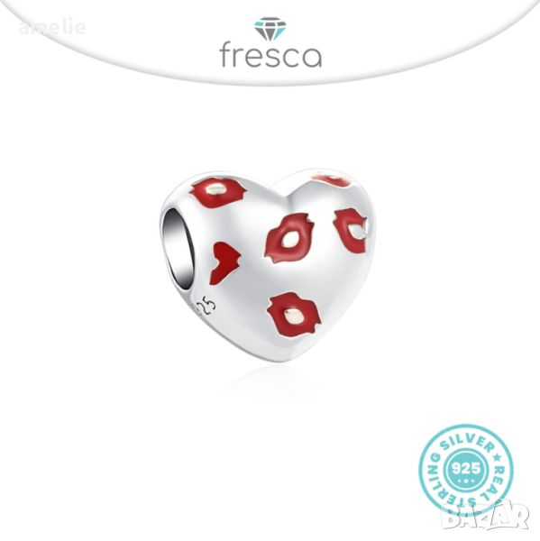 Final SALE! Разпродажба!Талисман  Fresca по модел тип Pandora Пандора сребро 925 Love Kisses. , снимка 1