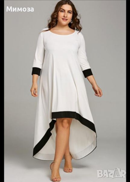 Бяла асиметрична  рокля 5хл, снимка 1