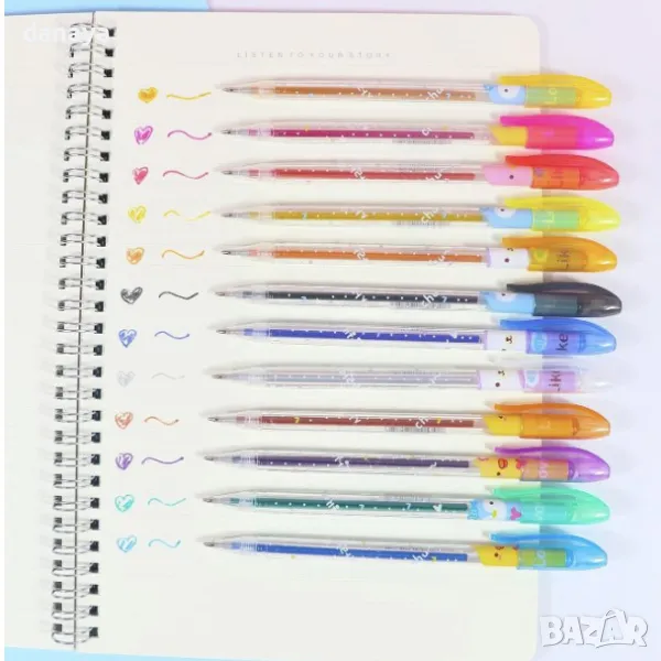 5109 Творчески цветни химикали с брокат Glitter Pens, 12 броя, снимка 1