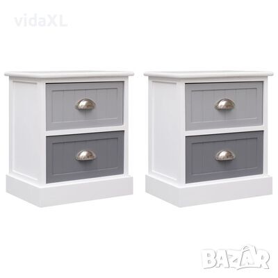 vidaXL Нощни шкафчета, 2 бр, сиви, 38x28x45 см, дърво от пауловния（SKU:284053, снимка 1