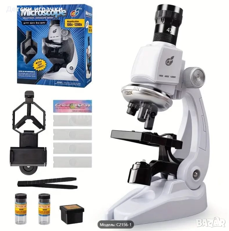Детски Микроскоп с аксесоари 100х-1200х, снимка 1