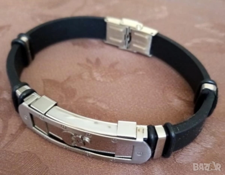 Нова гривна "Череп" от неръждаема стомана и силикон 10 лв., снимка 1