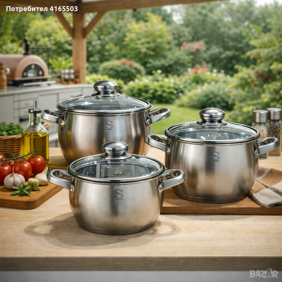 Комплект тенджери Swissgold EMMIE (SG-18099) – 3 броя с 5-слойно капсуловано дъно, снимка 1