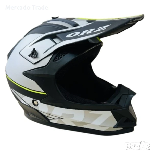 Кросова каска, За мотор, Атв и велосипед, S и M разер, Черен с неон и сив, снимка 1