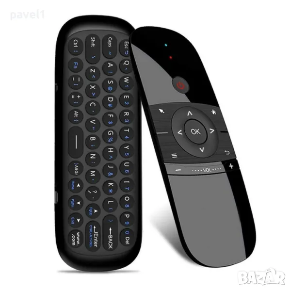 НОВА Въздушна мишка W1 2,4GHz QWERTY Air Mouse и IR дистанционно управление, черна, снимка 1