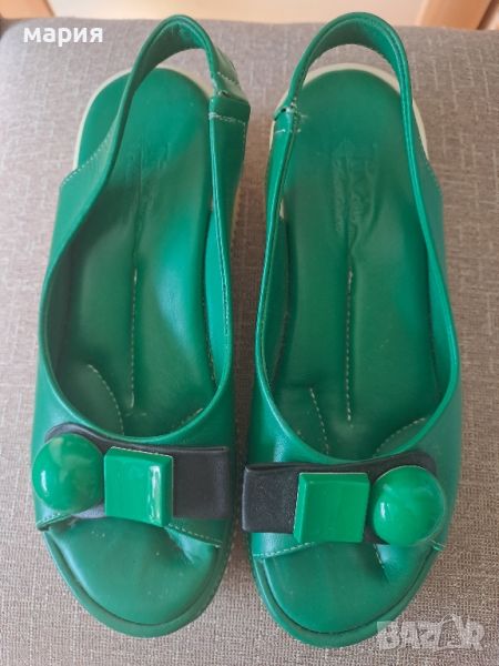 Модерни сандали зелена естествена кожа, снимка 1