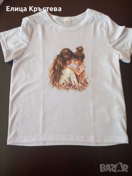 Сладка тениска с щампа с мотиви на мама и дъщеря, снимка 1