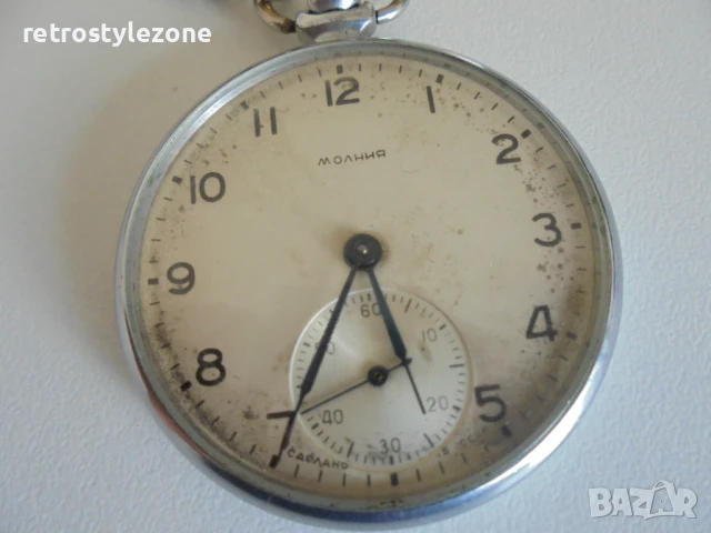 № 8079 стар руски джобен часовник -  МОЛНИЯ , снимка 2 - Други ценни предмети - 50523752